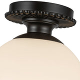 Otis Semi Flush Mount Matte Black Glossy Opal Glass By Alora Detailed View