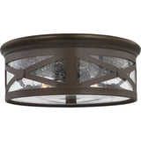 Outdoor Ceiling Flushmount — 5.5 Inch, Antique Bronze with Clear Seeded Glass