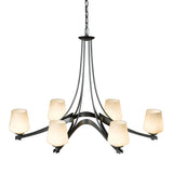 Oval Ribbon 6 Arm Chandelier Opal Glass, shown in Dark Smoke, Opal Glass, by Hubbardton Forge