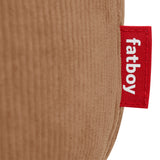Point Recycled Cord Pouf Ottoman - Teddy Bear corduroy and label detail