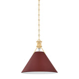 Painted No. 2 Pendant - 16 Inch - Aged Brass with Soft Crimson by Hudson Valley