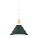 Painted No. 2 Pendant - 16 Inch - Aged Brass with Soft Studio Green by Hudson Valley