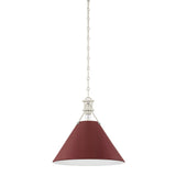 Painted No. 2 Pendant - 16 Inch - Polished Nickel with Soft Crimson by Hudson Valley