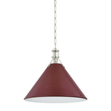 Painted No. 2 Pendant - 21 Inch - Polished Nickel with Soft Crimson by Hudson Valley