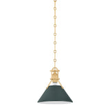 Painted No. 2 Pendant - 9.5 Inch - Aged Brass with Soft Studio Green by Hudson Valley