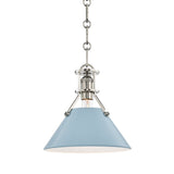 Painted No. 2 Pendant - 9.5 Inch - Polished Nickel with Blue Bird by Hudson Valley