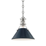Painted No. 2 Pendant - 9.5 Inch - Polished Nickel with Darkest Blue by Hudson Valley