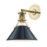 Painted No. 2 Wall Sconce - Aged Brass with Darkest Blue by Hudson Valley