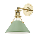 Painted No. 2 Wall Sconce - Aged Brass with Leaf Green by Hudson Valley