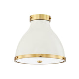 Painted No. 3 Flush Mount - Aged Brass with Off-White by Hudson Valley