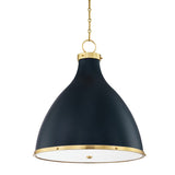 Painted No. 3 Pendant - 22.5 Inch - Aged Brass with Darkest Blue by Hudson Valley