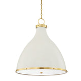 Painted No. 3 Pendant - 22.5 Inch - Aged Brass with Off-White by Hudson Valley