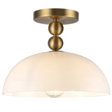 Paisley Semi Flush Mount Brushed Gold Glossy Opal Glass By Alora - Front View