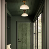 Paisley Semi Flush Mount Brushed Gold Glossy Opal Glass By Alora - Lifestyle View