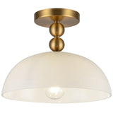 Paisley Semi Flush Mount Brushed Gold Glossy Opal Glass By Alora