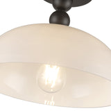 Paisley Semi Flush Mount Matte Black Glossy Opal Glass By Alora - Detailed View