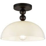 Paisley Semi Flush Mount Matte Black Glossy Opal Glass By Alora