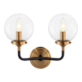 Particles Wall Sconce 2 Light Aged Gold Brass Clear