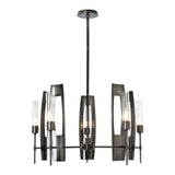 Passage 5-Light Circular Pendant, shown in Ink, Clear Glass, by Hubbardton Forge