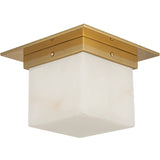 Patina Brass/Alabaster 5x8inch Mineral Flush Mount-Square by Alora Lighting