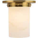 Patina Brass/Alabaster 8x8inch Mineral Flush Mount-Round by Alora Lighting