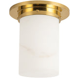Patina Brass/Alabaster 8x8inch Mineral Flush Mount-Round by Alora Lighting