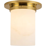 Patina Brass/Alabaster 8x8inch Mineral Flush Mount-Round by Alora Lighting