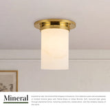 Patina Brass/Alabaster 8x8inch Mineral Flush Mount-Round by Alora Lighting