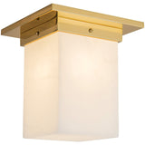 Patina Brass/Alabaster 8x8inch Mineral Flush Mount-Square by Alora Lighting