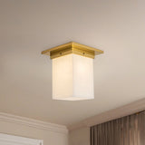 Patina Brass/Alabaster 8x8inch Mineral Flush Mount-Square by Alora Lighting