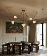 Patina Brass/Alabaster Mineral Chandelier by Alora Lighting in Dining Room