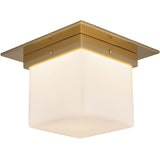 Patina Brass/Opal Glass 5x8inch Mineral Flush Mount-Square by Alora Lighting