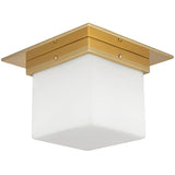 Patina Brass/Opal Glass 5x8inch Mineral Flush Mount-Square by Alora Lighting