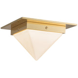 Patina Brass/Opal Glass 8inch Mineral Flush Mount-Pyramid by Alora Lighting