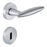 Pegaso Door Lever in Satin Chrome angled view by Colombo Design