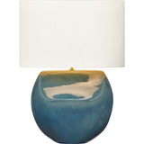 Pente Table Lamp — White Linen, Deep Ocean Crackle | Deep Ocean Crackle