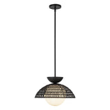 Perth Pendant Light Matte Black Opal Matte Glass By Alora Front View