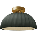 Pewter Green Brushed Brass Ceramic Pleated Dome Semi-Flush by Justice Design