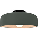 Pewter Green Matte Black Ceramic Small Spire Semi-Flush by Justice Design
