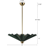 Pine Green 25inch Furrow Pendant by Alora Lighting Dimensions