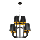 Plisse Chandelier — 30 Inch, Matte Black