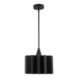 Plisse Drum Pendant — Matte Black