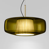 Plisse Suspension by Vistosi, Finis: Matte Steel, Color: Old Green,| Casa Di Luce Lighting