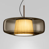 Plisse Suspension by Vistosi, Finis: Bronze, Color: Satin Steel,| Casa Di Luce Lighting