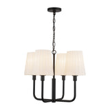 Plisse White Shade Chandelier — 23 Inch, Matte Black