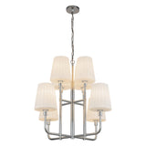 Plisse White Shade Chandelier — 30 Inch, Chrome