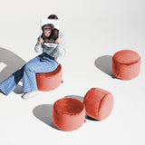 Point Recycled Velvet Pouf Ottoman Rhubarb By Fatboy Lifestyle View