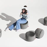 Point Recycled Velvet Pouf Ottoman Taupe By Fatboy Lifestyle View