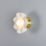Polished Brass Matte White Striped Rivale Wall Light by Mullan Lighting