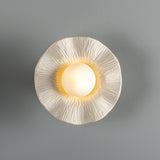 Polished Brass Matte White Striped Rivale Wall Light by Mullan Lighting